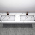 Modular Top da Bagno Realizzato in Gres Porcellanato Lunghezza 200cm Doppio Lavabo